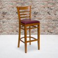 thumbnail image 4 of HERCULES Series Ladder Back Cherry Wood Restaurant Barstool - Burgundy Vinyl Seat, 4 of 6