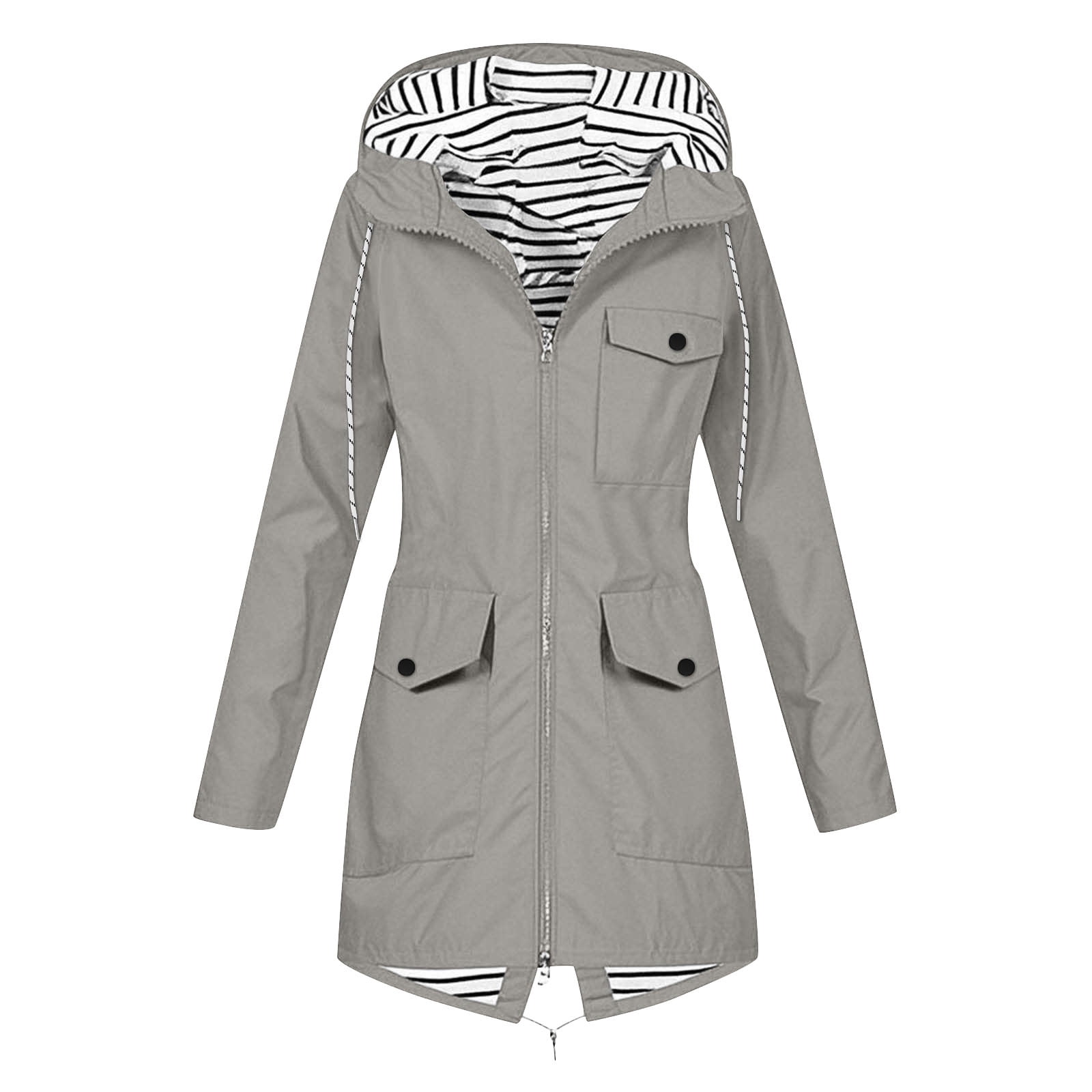Yuyuzo Manteau de Pluie pour Femmes à Manches Longues, Léger, à Capuche, Imperméable, Actif, Extérieur, Veste de Pluie