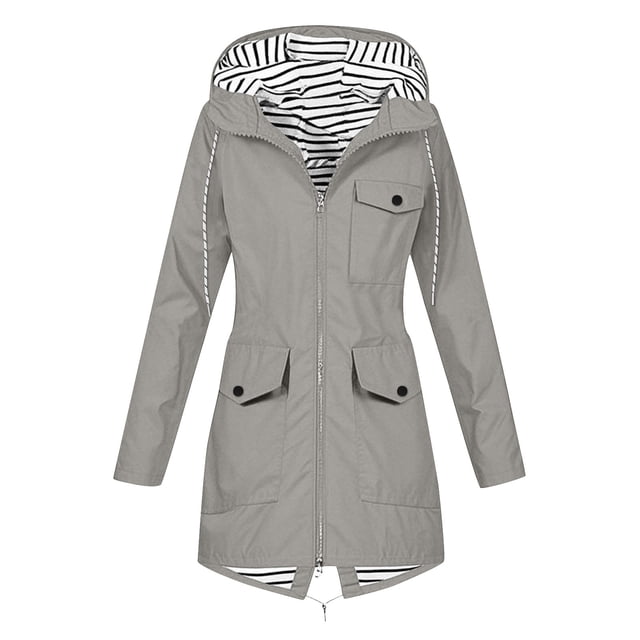 Yuyuzo Manteau de Pluie pour Femmes à Manches Longues, Léger, à Capuche, Imperméable, Actif, Extérieur, Veste de Pluie