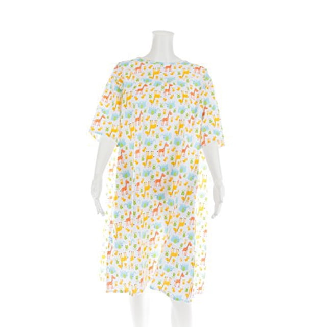 Women's Adaptive Flannel Backwrap Gown (2XL, Happy & Fun Prints - 08)