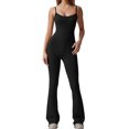 thumbnail image 1 of Fortune Yoga Jumpsuits for Women Backless Bodycon Romper Solid Color Flare Pants, 1 of 8
