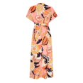 thumbnail image 4 of Robe Soleil Femme Été Imprimée Ample Décontractée à Manches Courtes Taille Haute Col en V et Robe Longueur Cheville Robes de Cocktail pour Invitée de Mariage en Liquidation, 4 of 5