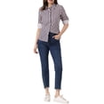 thumbnail image 2 of INSPIRE CHIC Chemises pour Femmes à Boutons, Manches Longues Retroussables, Col à Revers, TP Bleu Rouge, 2 of 6