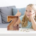 thumbnail image 2 of Wooden English Letter Savings Can with Transparent Glass Front for Coin Storage, 2 of 6