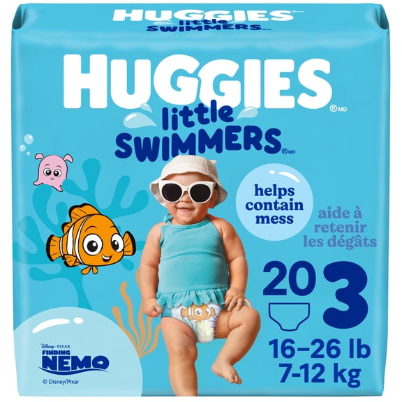 Couches de baignade jetables Huggies Little Swimmers, taille 3 (7 à 12 kg [16 à 26 livres]), 20 unités
