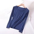 thumbnail image 2 of Besolor T-Shirts de Pyjama pour Femmes Grande Taille à Col Rond à Manches Longues Chemise de Nuit Fine Décontractée Confortable T-Shirts de Couleur Unie Vêtements de Nuit, 2 of 7