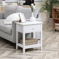 thumbnail image 2 of HOMCOM Table de Nuit Moderne, Table d'Appoint avec Tiroir et Tablette de Rangement, Blanc, 2 of 10