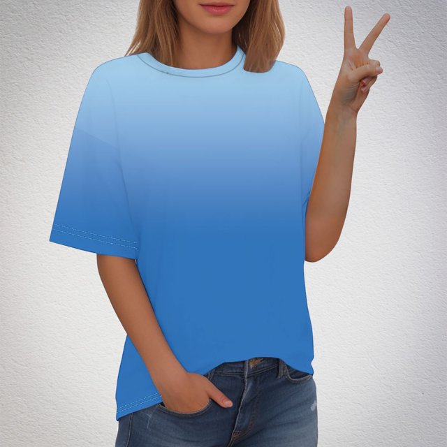 Lolmot Blouses pour Femmes, T-shirt Imprimé Mode Manches Courtes Blouse Col Rond Hauts Décontractés