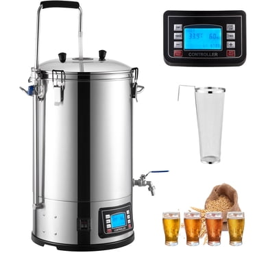 KFFKFF Electrical Beer Making System, 9.2 Gal/35 L Brewing Kettle, Comprehensive Domestic Ale Producer with Pump, Mash Boil Apparatus with Control Panel, Automatic/Manual Mode 100-1800W Energy
