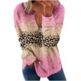 thumbnail image 2 of Liquidation à 50 % Chandail Surdimensionné pour Femmes 2023 Hauts Automne Manches Longues Chandail Ample Chemise Chic Décontractée Dames Chandails à Rayures à Col Rond, 2 of 5