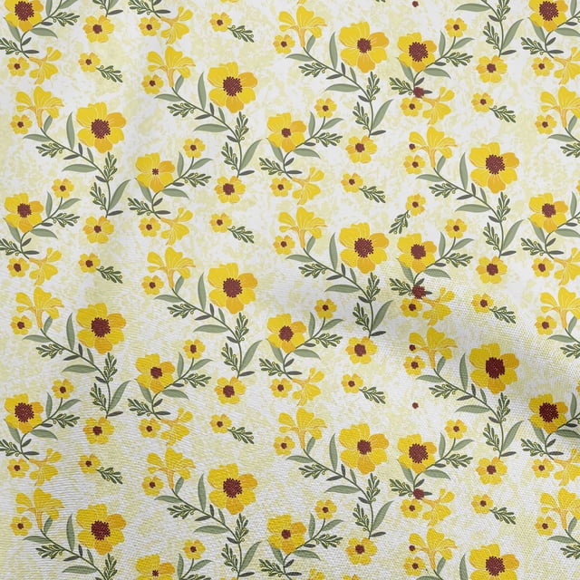 oneOone Silk Tabby Light Yellow Fabric Florals Sewing Craft Projects Fabric Prints By Yard 42 Inch Wide