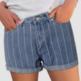 thumbnail image 1 of CEHVOM Femmes Mode Short en Denim à Bretelles Imprimées Poches Décontracté Fermeture Éclair Jeans à Franges Pantalon, 1 of 6