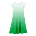 thumbnail image 4 of WERYOUNG Robes Filles Été Décontracté Mode Dégradé Manches Volantées Robe Évasée Robe Bohème Filles Tendance Fête Robe Ligne A Robe d'Été, Vert, 14-15 Ans, 4 of 7