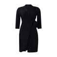 thumbnail image 1 of Gspmoly Robes d'Été pour Femmes, Robe Décontractée Ajustée Plissée avec Ceinture à Manches Trois Quarts à Col en V Robe Colorée Robe de Cocktail Économies, 1 of 8