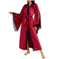 thumbnail image 2 of Taylonsss Womens Plus Size Robe Velvet Lace Trim Long Sleeve Casual Loungewear Home Wear, 2 of 4