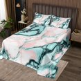 thumbnail image 2 of Marble Quilt Set Stone Pattern Fluid Coverlet Set Watercolor Marbling Texture Bedspread Set Modern Abstract Art Bedding Set Twin Size,Pink Blue, 2 of 5