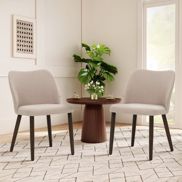 MALOL Chaises de Salle à Manger Rembourrées, Ensemble de 2, Chaises Latérales Modernes en Cuir PU avec Siège Coussiné et Pieds en Bois, Camel