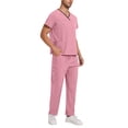 thumbnail image 4 of TIMIFIS Men and Women Scrub Set Stretch V-Neck Scrub Top and Drawstring Waist Joggers Pants Solid Color Comfort Fits Medicals Uniform with Pockets - Spring/Summer, 4 of 7