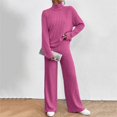 thumbnail image 2 of Kcodviy Women's Two Piece Knit Plus Size Rompers and Jumpsuits for Women Matching Outfits High Neck Suits for Ladies Slit Hem Tee and Tan Linen Pants Women Pants Tracksuit Sets, 2 of 6
