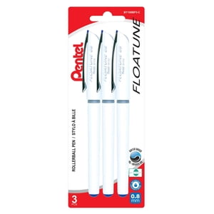 Pentel Floatune Roller Ball Pen 0.8mm Blue Ink pack of 3