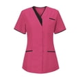 thumbnail image 1 of Blouses Médicales Col en V pour Femmes Grande Taille Manches Courtes Anti-Rides Uniformes de Travail Infirmiers avec Poche, 1 of 2