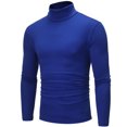 thumbnail image 2 of Chandails à Col Roulé pour Hommes à Manches Longues Col Roulé pour Hommes à Manches Longues Couleur Unie Extensible Coupe Ajustée Haut de Base Blouse, 2 of 6