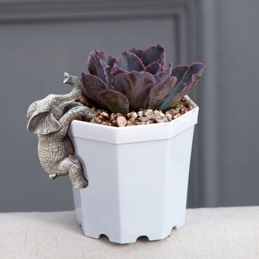 Todaioua Cute Climbing Elephant Flower Pot Hugger Figurines Resin Hanging Elephant Statue Planter Pot Decorations for Home Garden Fence Balcony Patio Lawn Yard Ornaments