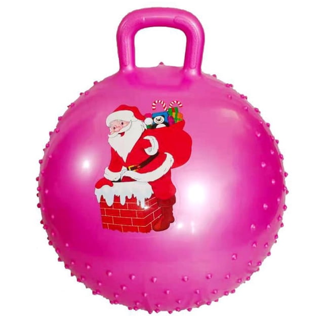 MesaSe Christmas Theme Yoga Ball Lightweight Anti-slip PVC Handle Hopper Ball for Exercise
