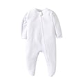 thumbnail image 1 of MeetoTime Baby Boys Girls Solid Color Long Sleeve Round Neck Jumpsuit Summer Newborn Infant Long Rompers, 1 of 3
