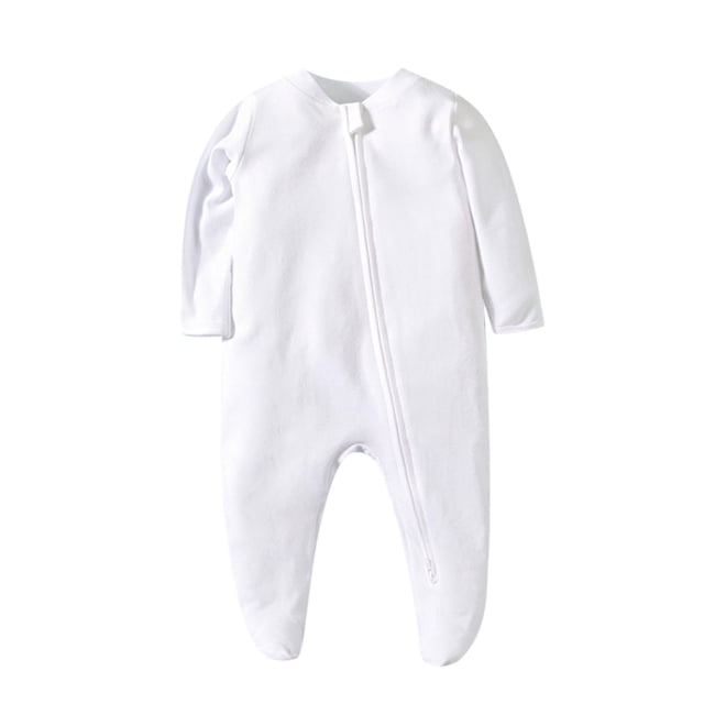MeetoTime Baby Boys Girls Solid Color Long Sleeve Round Neck Jumpsuit Summer Newborn Infant Long Rompers