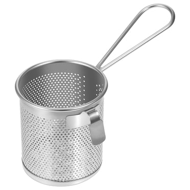 KAKOWELY Small Pasta Basket For Boiling Pasta Cooker Pasta Pot With Strainer Insert Noodle Blanching Basket Barilla Thin Spaghetti Pasta Deep Strainer Skimmer,6.5"X3.54"X3.15"