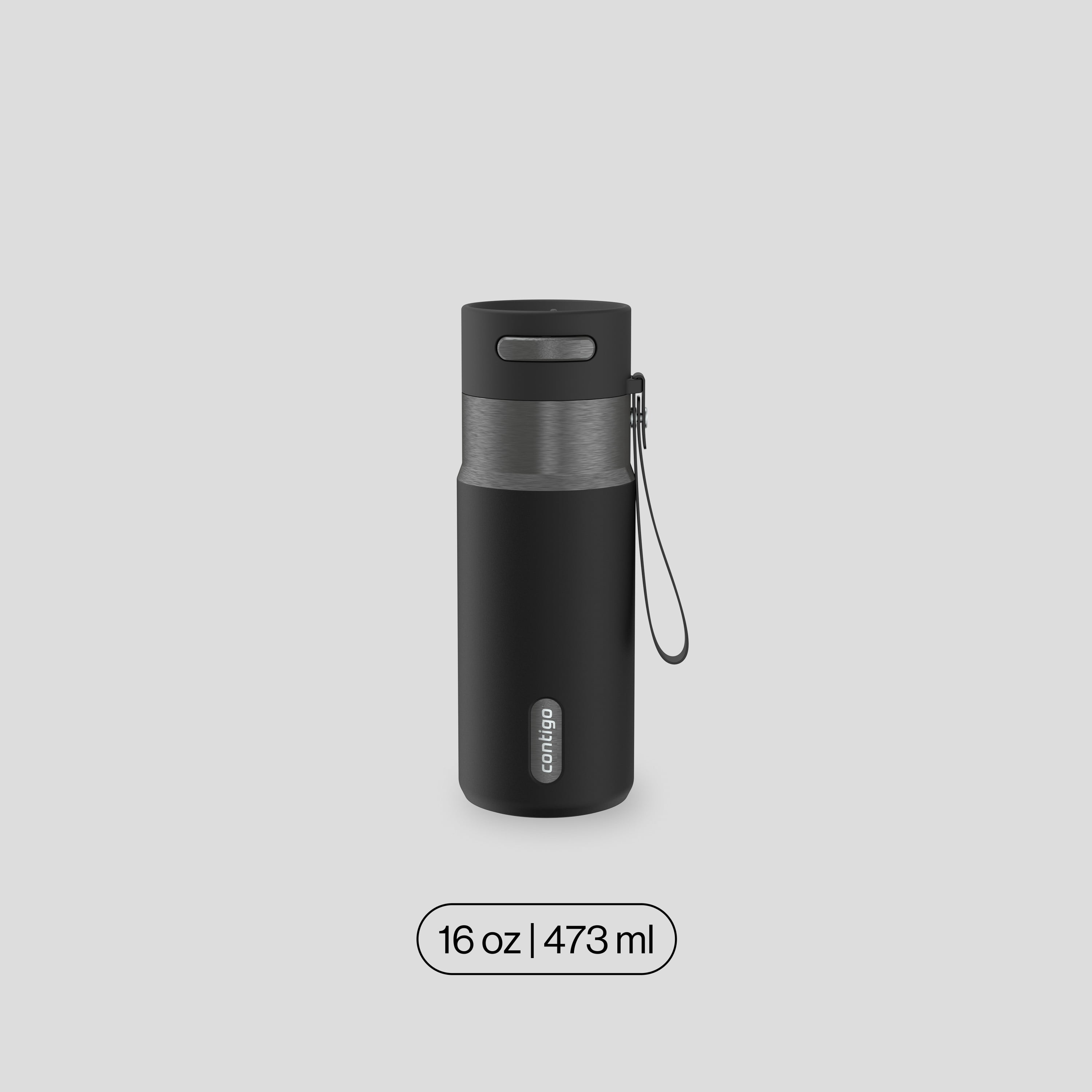 Bouteille d’eau isolée en acier inoxydable Contigo AutoSeal avec courroie de transport, 473 ml (16 oz) – antifuite, sans BPA, sans plomb, lavable au lave-vaisselle