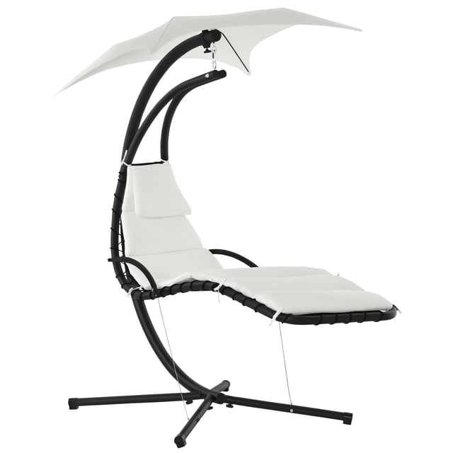 Outsunny Chaise Hamac d'Extérieur avec Support, Blanc Crème