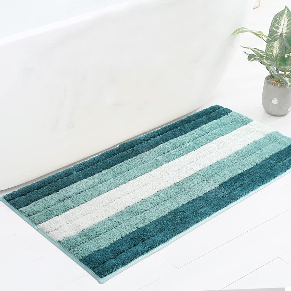 SiliPacks Tapis de Salle de Bain 18"x47 Pouces Antidérapant en Microfibre, Lavable en Machine Séchage Rapide Tapis de Bain pour Salle de Bain, Chambre et Cuisine-Turquoise