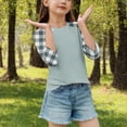 thumbnail image 4 of SERTG T-Shirt Mode Enfant Col Rond Manches 3/4 Imprimé Col Rond pour Été et Printemps 4-15 Ans (Vert Menthe2,5 Ans), 4 of 7