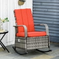 thumbnail image 2 of Outsunny Wicker Rocking Chair with Soft Cushion Adjustable Footrest Red, 2 of 10
