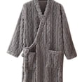 thumbnail image 5 of Timegard Bathrobe for Women Fuzzy Button down V Neck Robe Fleece Warm Long Sleeve Pajamas with Pockets, 5 of 5