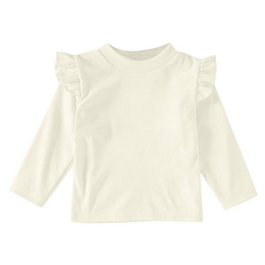 MeetoTime T-Shirt à Manches Longues à Volants pour Tout-Petit Bébé, sous-Vêtement Décontracté Uni pour Filles, Vêtements pour Bébé