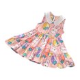 thumbnail image 1 of Yanlir Robe Confortable pour Bébés Filles Sans Manches à Volants Imprimé Fleuri Col Rond Mi-Mollet pour Tenues Adorables 2-10 Ans (Rose, 5-6 Ans), 1 of 3