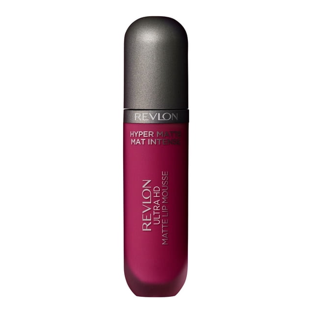 Revlon Ultra HD Mousse à Lèvres Mate Hyper Mate Couleur Baies Profondes avec une Finition Mate Lisse et Veloutée, avec un Bouchon Charbon Mat Arrondi et une Bouteille Cylindrique, Offrant une Couleur à Lèvres Ultra Pigmentée et Hydratante avec une texture de Mousse Fouettée, Convient à une application Précise.