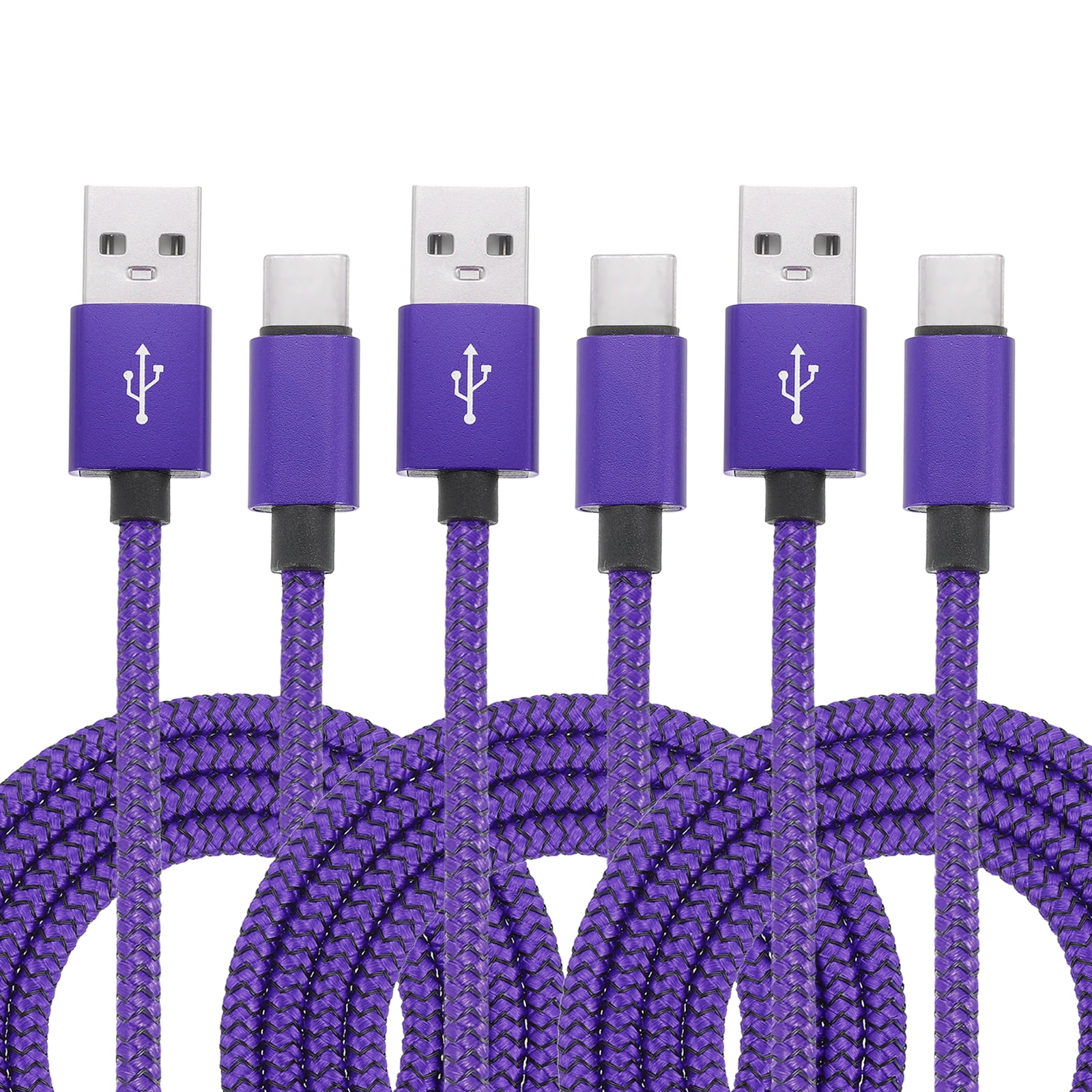 Uxcell USB Type C Charger Cable, Type-C to USB A Braided Charging Cord Data Transfer Cable Purple 6.56 ft  3