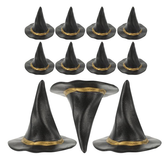 LEEYNEER 12 Pcs Chapeau Décoration Chapeaux de Sorcière en Plastique Noir pour Artisanat et Décoration de Maison de Poupée