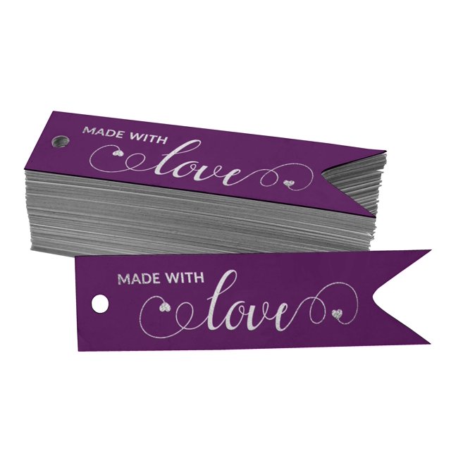 Inkdotpot Pack Of 100 Made With Love Text Favor Paper Tags Craft Real Silver Foil Hang Tags