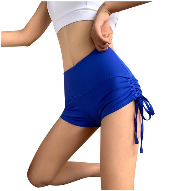Dealovy Yoga Shorts for Women Seamless High Waisted Side Lace-Up Workout Gym Compression Shorts