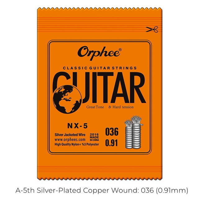 Orphee Cordes de Guitare Classique Corde Simple Fil Plaqué Argent Nylon 028-045