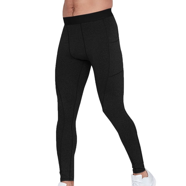 hoksml Men's Drying Yoga Workout Tights with Color Block Elastic Waist Compression Base Layer Pants for Gym Training