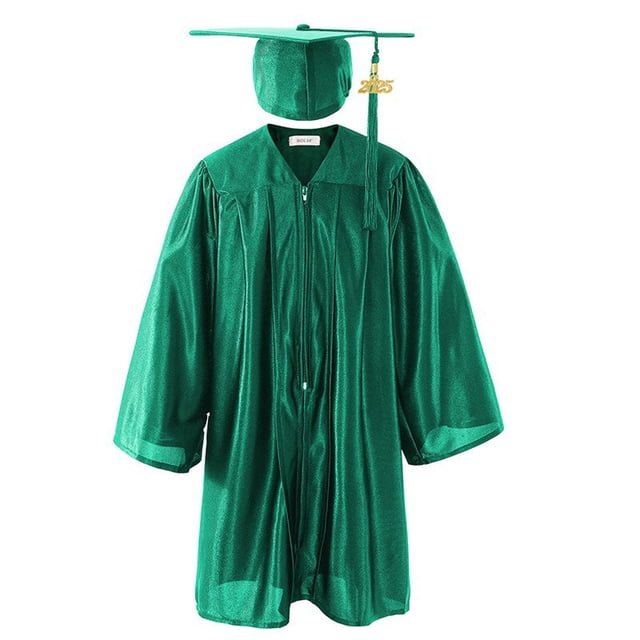YUNAFFT Kids Graduation Gown Set Shiny Polyester Academic Dress with Cap 3-10Y