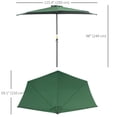 thumbnail image 3 of Outsunny Parasol Demi-Parasol de Patio 9,8 Pi Pare-Soleil, Manivelle, Vert, 3 of 10