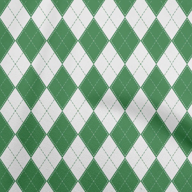 oneOone Polyester Spandex Green Fabric Check Argyle Sewing Craft Projects Fabric Prints By Yard 56 Inch Wide
