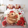 thumbnail image 1 of Ensemble Douillette Cavy 7 Pcs Lit Tout-en-un Simple, Ensembles de Literie Kawaii Cochon d'Inde Roses Rouges Ensembles de Literie Douillette, Mignon Ensemble de Draps Animaux Sauvages avec Douillette, 1 of 6